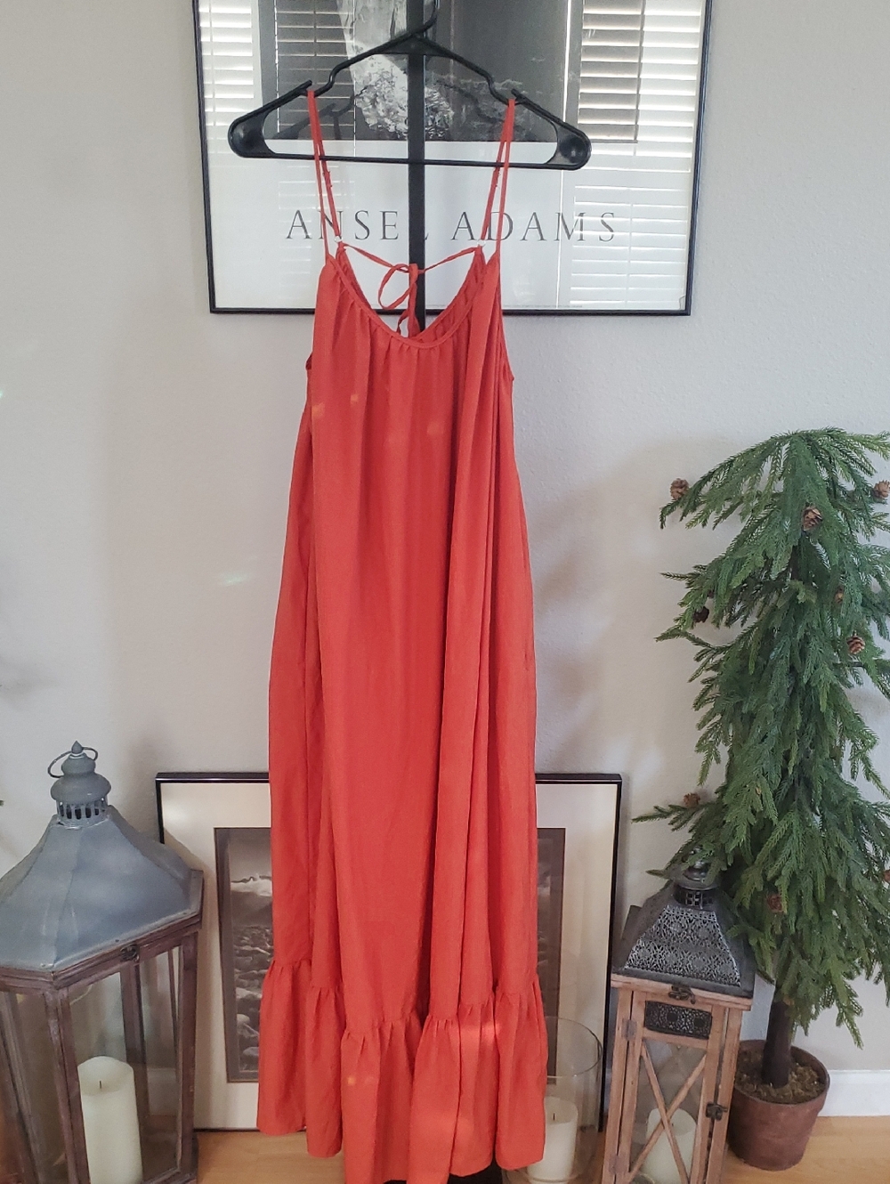 #44 Women’s Spaghetti‑Strap Maxi Dress in Rust